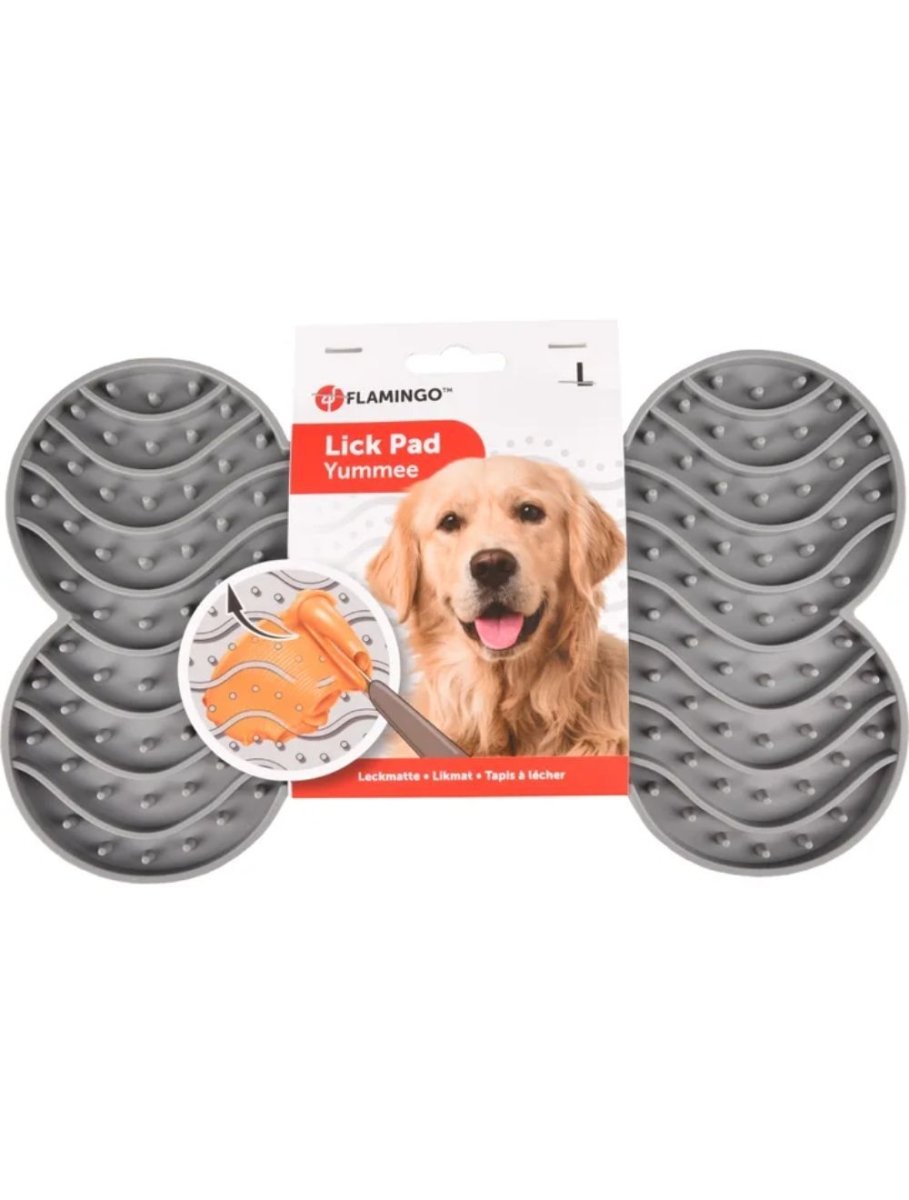Flamingo Slikkemåtter Yumee - Grå - L - animondo.dk