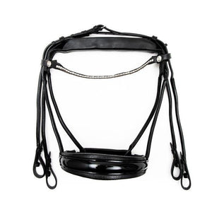 Finesse Bridles Cassidy Kandar, rundsyet m. bredt næsebånd - sort/sort/lak/sølv - animondo.dk