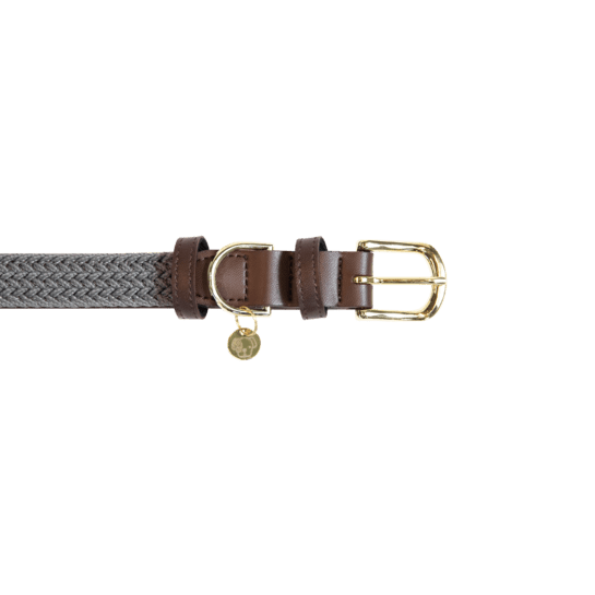 Kentucky Plaited Nylon Dog collar - Grå - animondo.dk